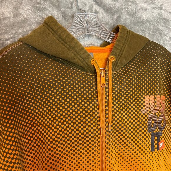 Nike Men Y2K Older Brother Just Do It Full Zip Fleece Hooded Orange Jacket XL - Picture 6 of 16